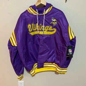 NWT Men's Purple/Gold Minnesota Vikings Enforcer Varsity Full-Snap Jacket w/Hood
